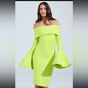 NWT AKIRA WORK OF ART BANDAGE MIDI DRESS IN LIME Size M